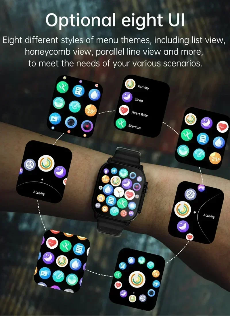 Watch 9 Ultra Smart Watch Men Women 49mm Series 9 AMOLED Screen NFC Compass Bluetooth Call 2.2 Inch Wireless Fitness Watch