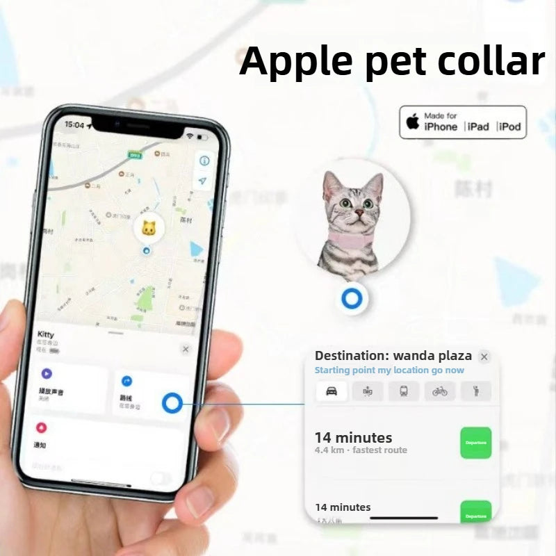eable Rastreador en Tiempo Real con Alerta de Movimiento Collar Anti-pérdida Perros y Gatos Compatible con Apple Find My