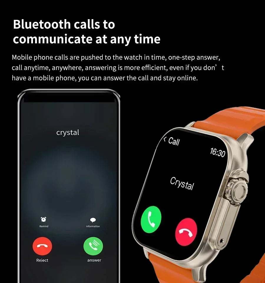 Watch 9 Ultra Smart Watch Men Women 49mm Series 9 AMOLED Screen NFC Compass Bluetooth Call 2.2 Inch Wireless Fitness Watch