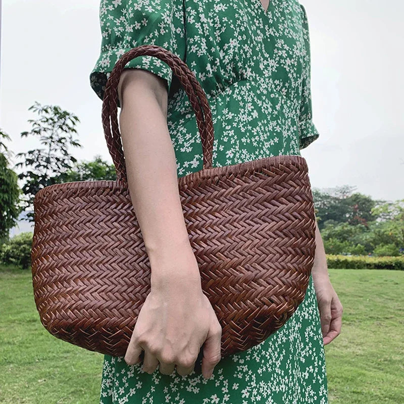 Bolso de Mano Tejido para Mujer – Estilo Retro, Elegante y Versátil