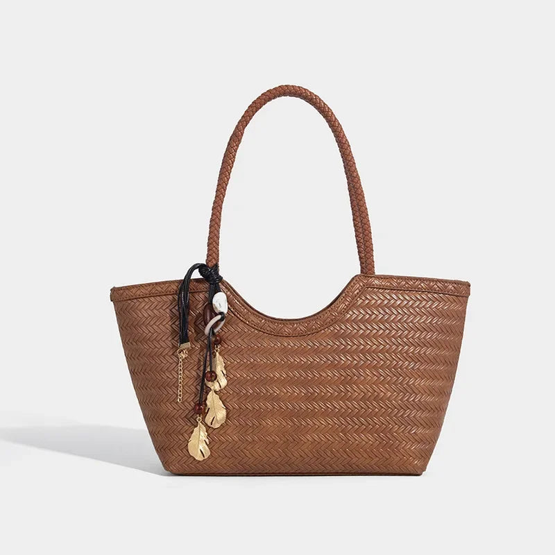 Bolso de Mano Tejido para Mujer – Estilo Retro, Elegante y Versátil