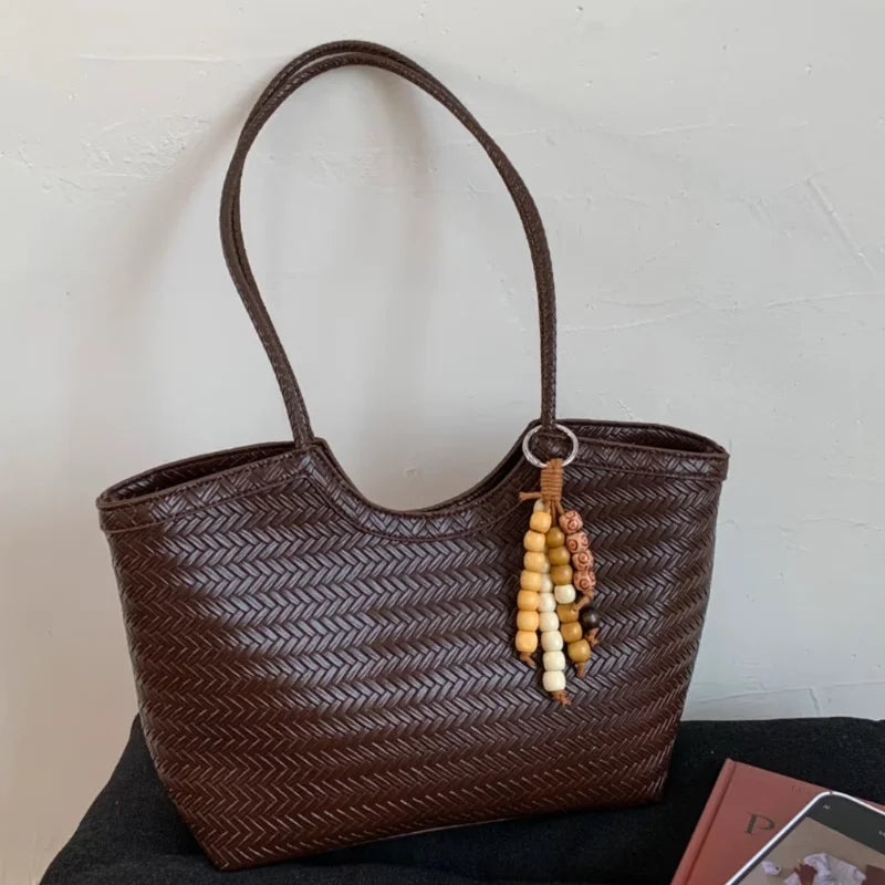 Bolso de Mano Tejido para Mujer – Estilo Retro, Elegante y Versátil