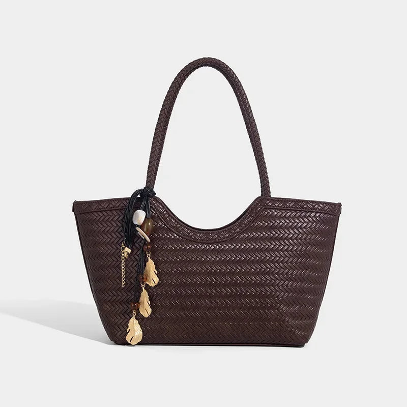 Bolso de Mano Tejido para Mujer – Estilo Retro, Elegante y Versátil