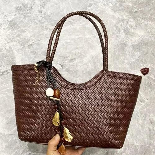 Bolso de Mano Tejido para Mujer – Estilo Retro, Elegante y Versátil