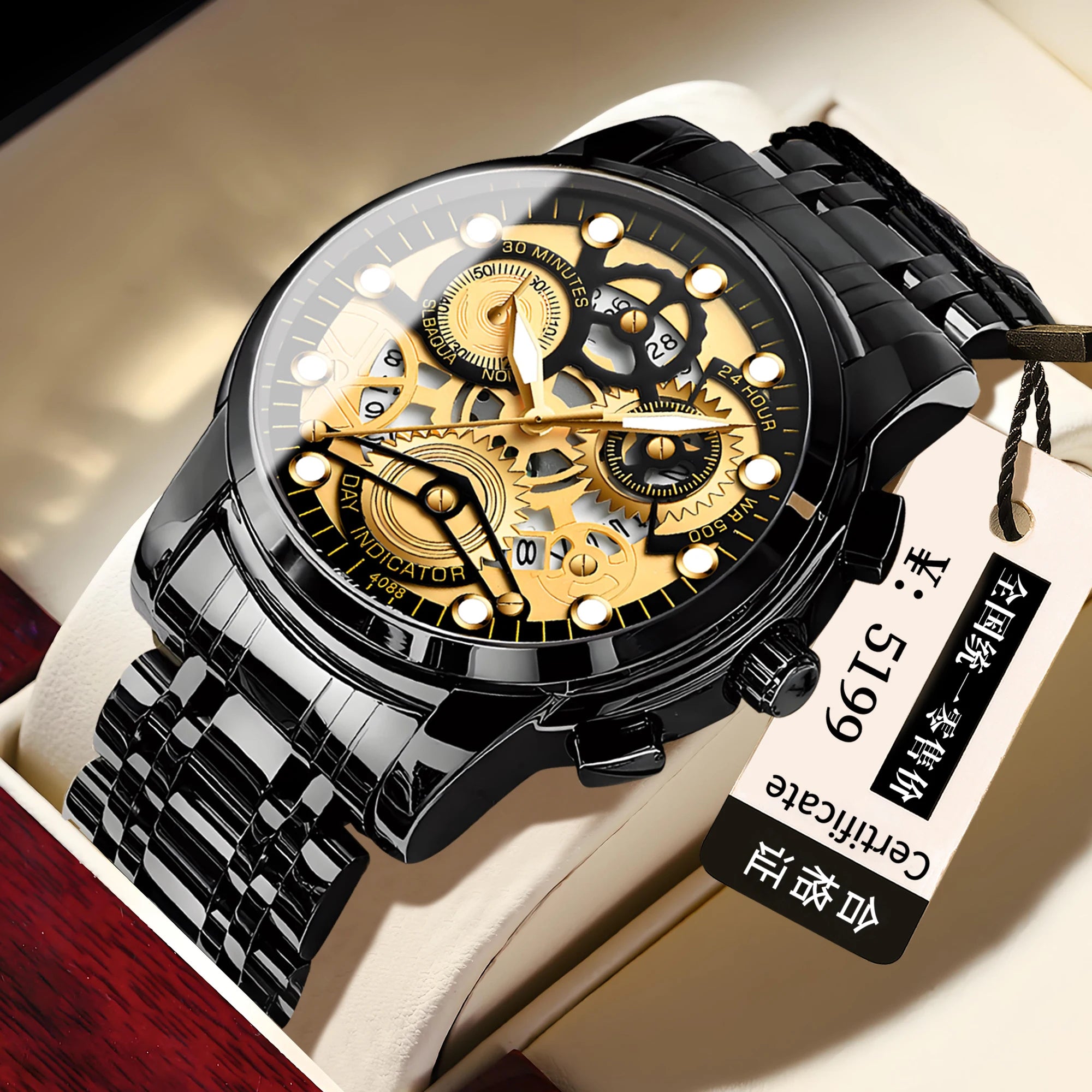 RELOJ DE CUARZO DE LUJO BINBOND PARA HOMBRE CON FECHA AUTOMÁTICA