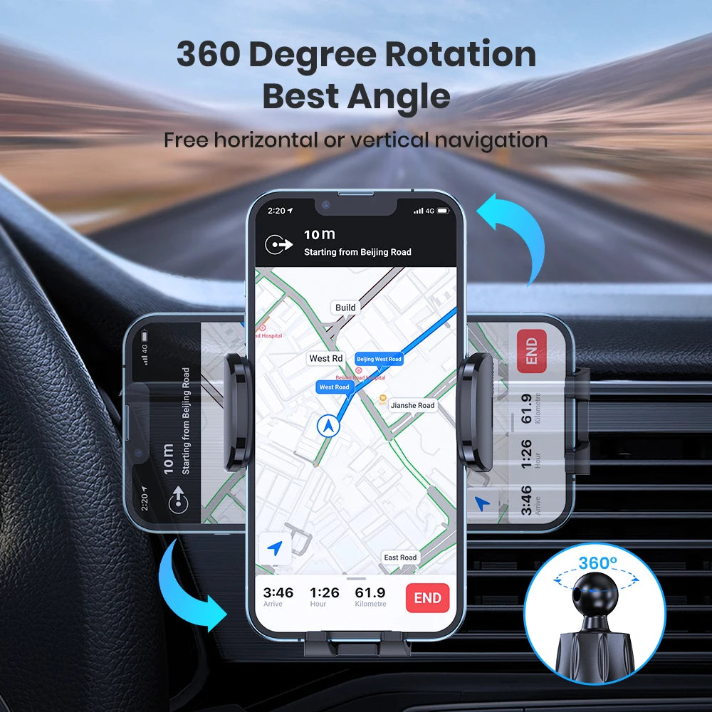 Soporte de Móvil para Coche TOPK con Mecanismo de Gravedad y Gancho de Aluminio Mejorado para Rejilla de Ventilación - Compatible con iPhone 15, 14, 13, 12, 11 Pro Max y Android