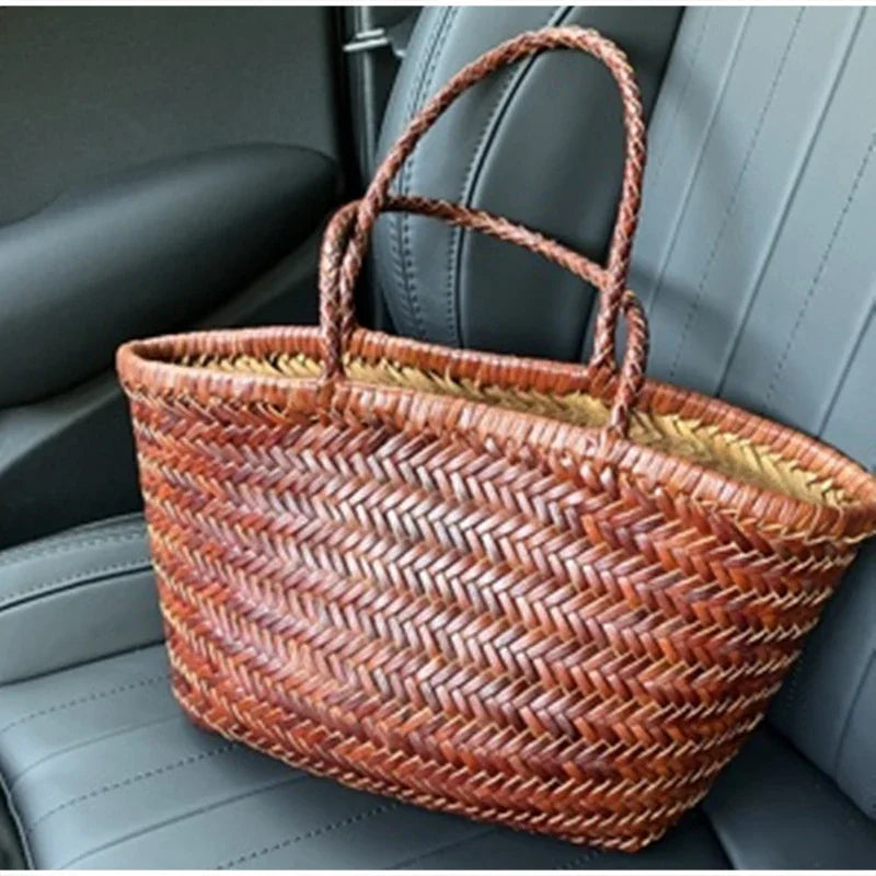 Bolso de Mano Tejido para Mujer – Estilo Retro, Elegante y Versátil