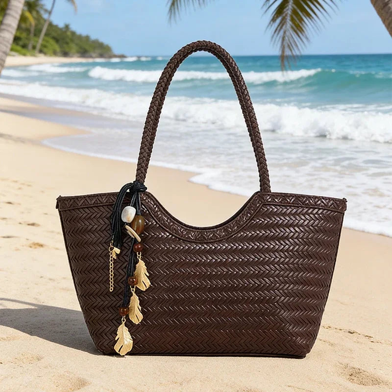 Bolso de Mano Tejido para Mujer – Estilo Retro, Elegante y Versátil